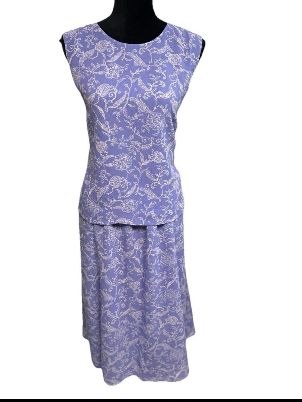 Appleseed’s Plus Size 18P Purple Floral 2 Pc Skirt Set Midi Sheer Pastel Cottage
